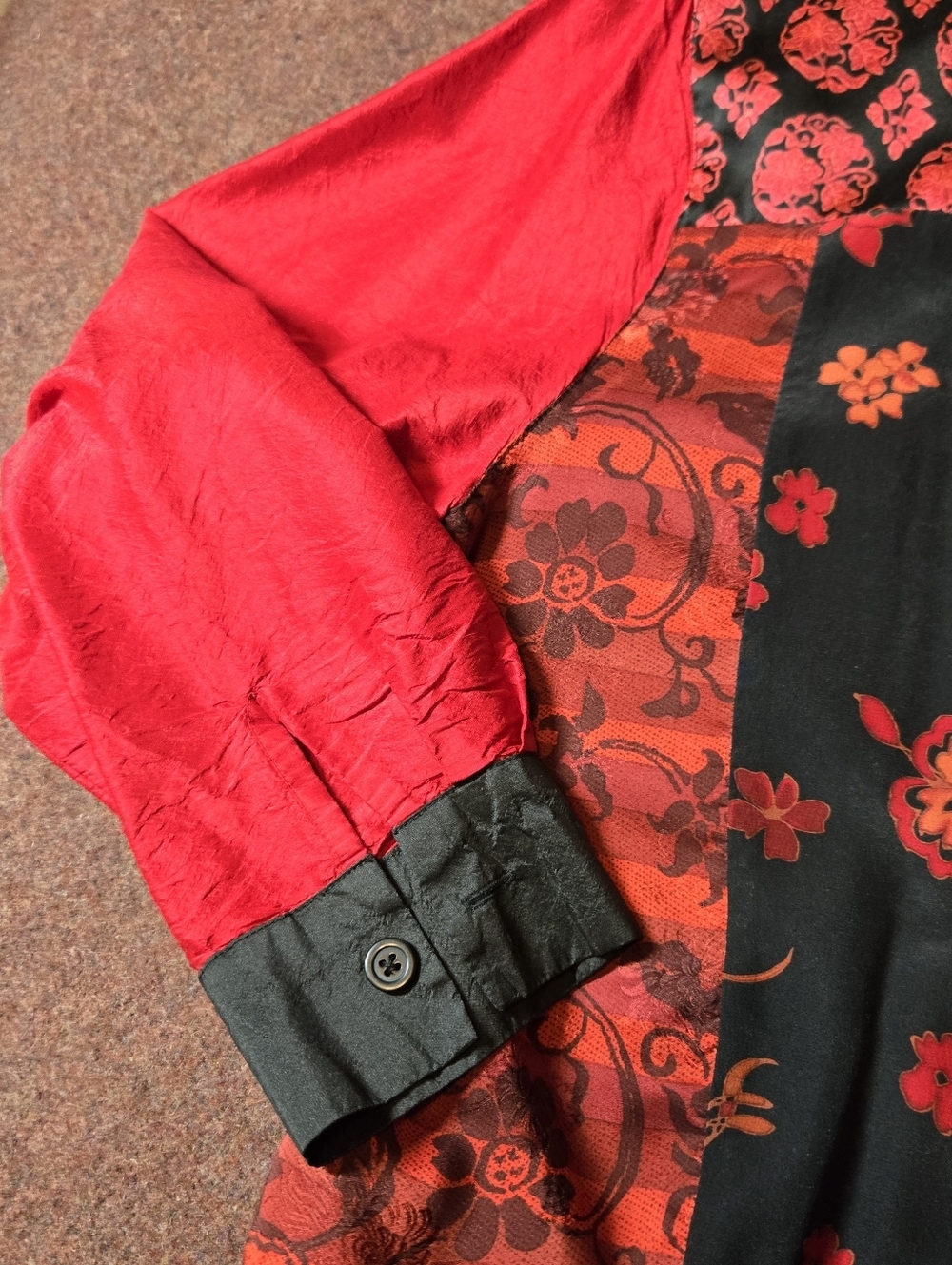 Koos Of Course Silk Blouse With Madarin Collar In Black Red Size Medium - Picture 6 of 14